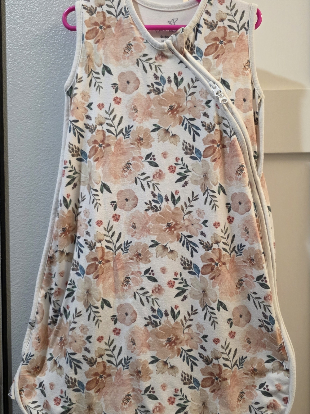 Sleeveless Floral Baby Sleep Sack in Cream & Peach